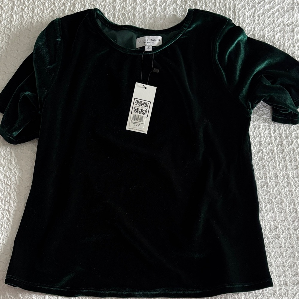 Ripley Rader Dark Green Velvet Blouse